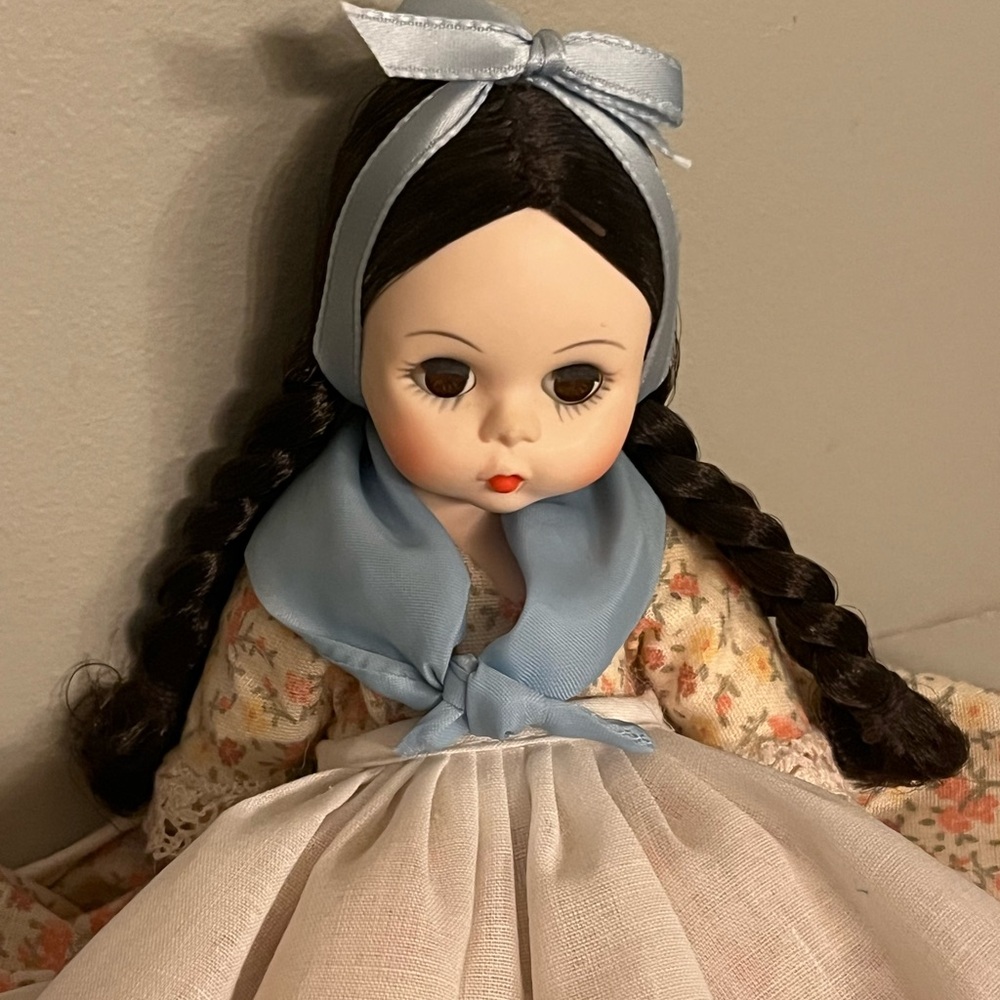 Madame Alexander Vintage Style Doll in Blue Bow and Cream Dress
